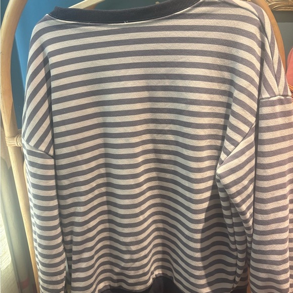 Striped Navy and Grey Women's Sweatshirt Oversized Fit - Picture 5 of 5